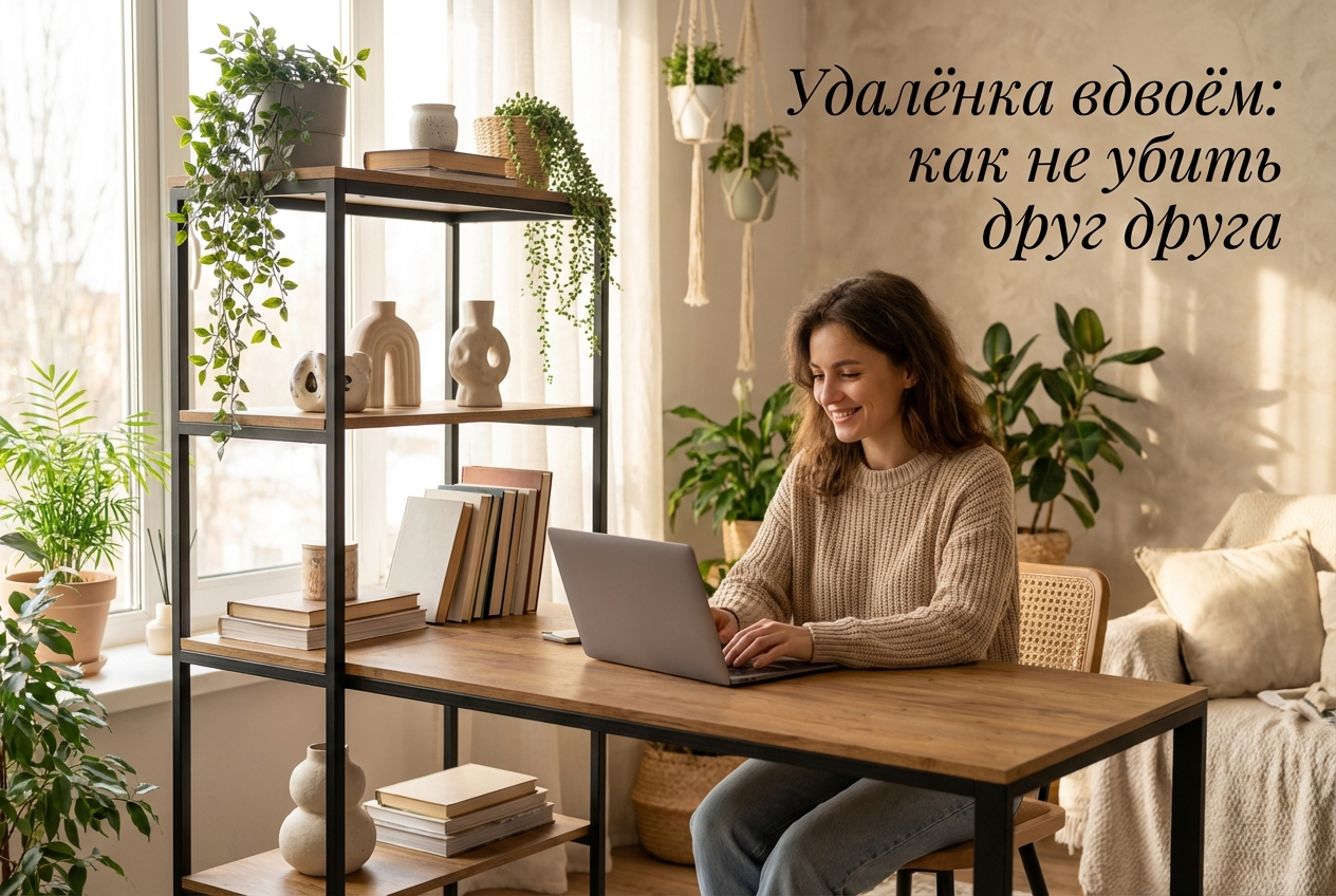 Мужчина и женщина работают за ноутбуками за одним столом в домашней обстановке, сохраняя продуктивность и уют